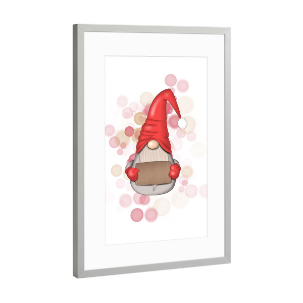 Poster mit Rahmen Silber "Red Gnome" artboxONE - Für Kinder,Weihnachten,Festivals,Lustig