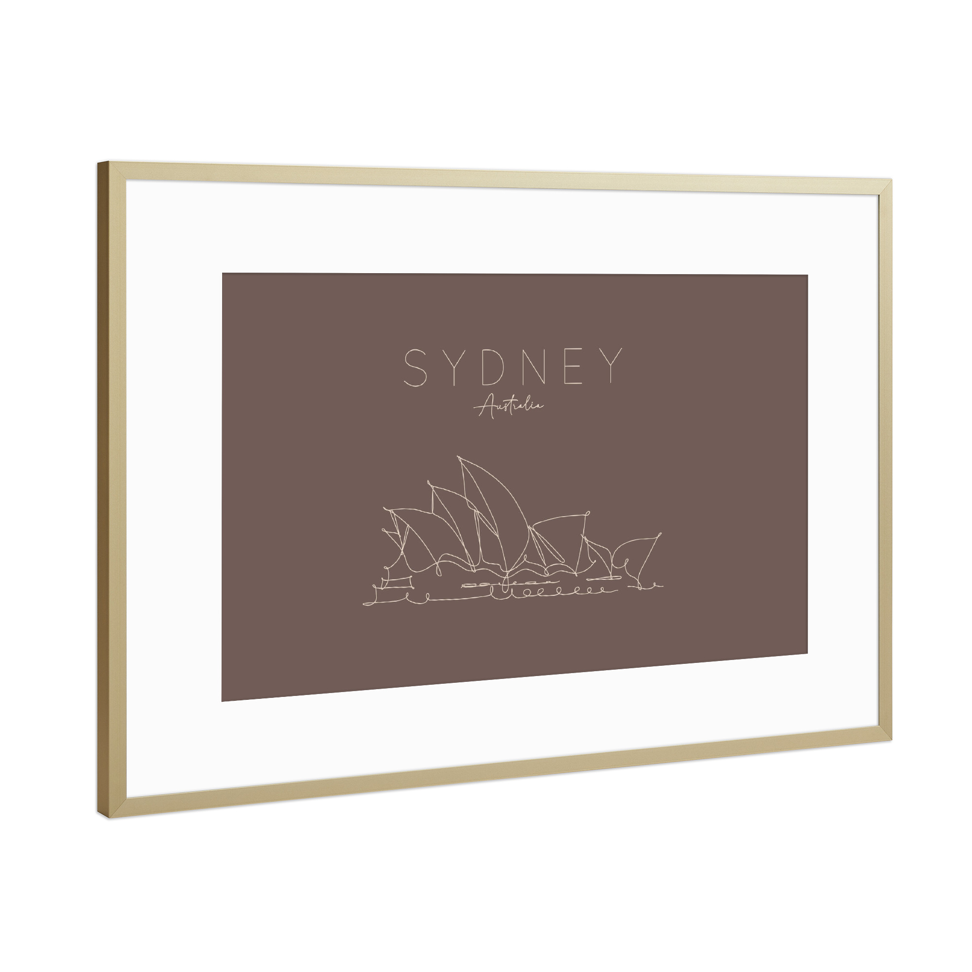 Poster mit Rahmen Gold "Sydney Opera House brown color" artboxONE - Städte,Reise,Städte / Sydney