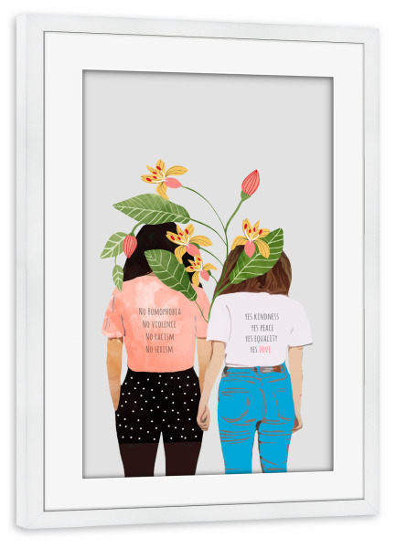 Poster mit Rahmen weiß "Motto" artboxONE - Floral,Menschen