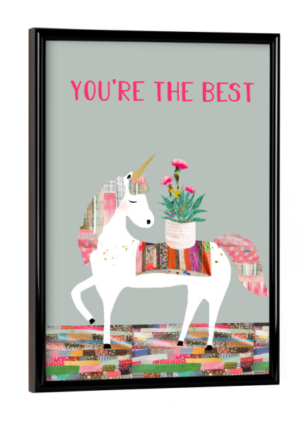 Poster mit schwarzem Rahmen "Einhorn - You are the best" artboxONE - Typografie,Für Kinder,Tiere
