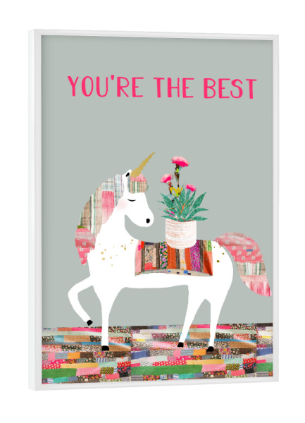 Poster mit weißem Rahmen "Einhorn - You are the best" artboxONE - Typografie,Für Kinder,Tiere