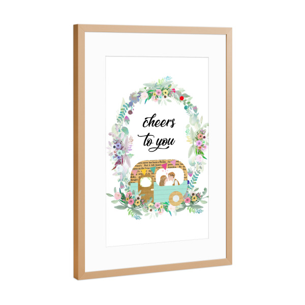 Poster mit Rahmen Kupfer "Cheers to you" artboxONE - Typografie,Floral,Liebe