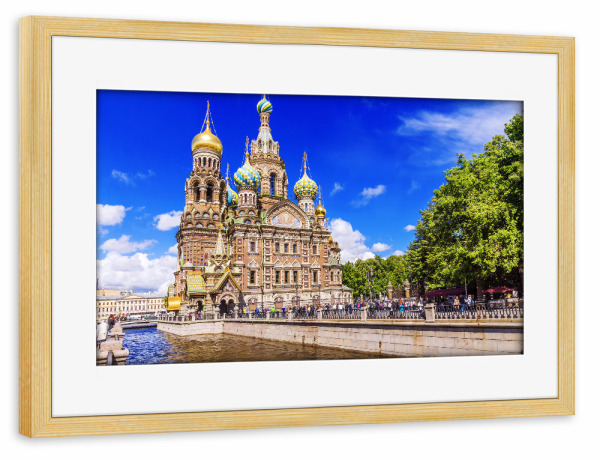 Poster mit Rahmen kiefer "St. Petersburg Auferstehungskirche" artboxONE - Städte,Reise,Architektur,Reise / Länder,Städte / Sankt Petersburg