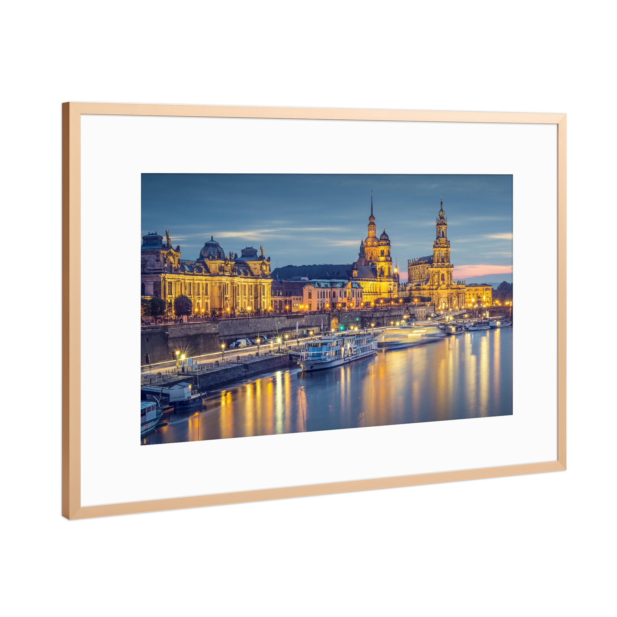Poster mit Rahmen Kupfer "Dresden an der Elbe" artboxONE - Städte,Natur,Reise,Städte / Dresden