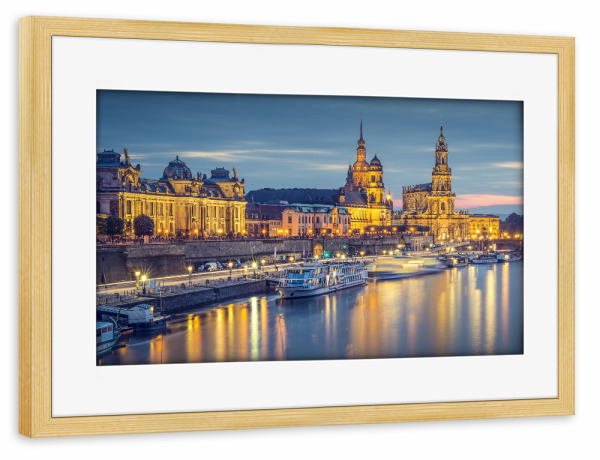 Poster mit Rahmen kiefer "Dresden an der Elbe" artboxONE - Städte,Natur,Reise,Städte / Dresden