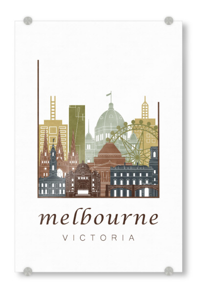 Acrylglasbild "Melbourne skyline light brown" artboxONE - Städte,Architektur