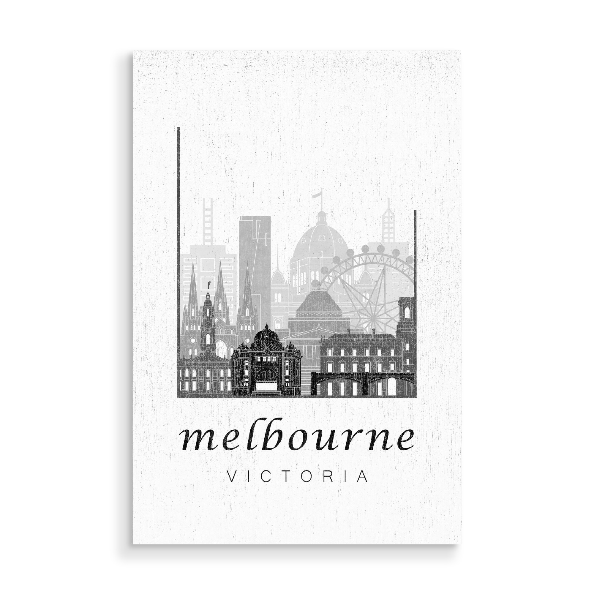 Holzbild "Melbourne skyline black & white" artboxONE - Städte,Schwarzweiß,Architektur