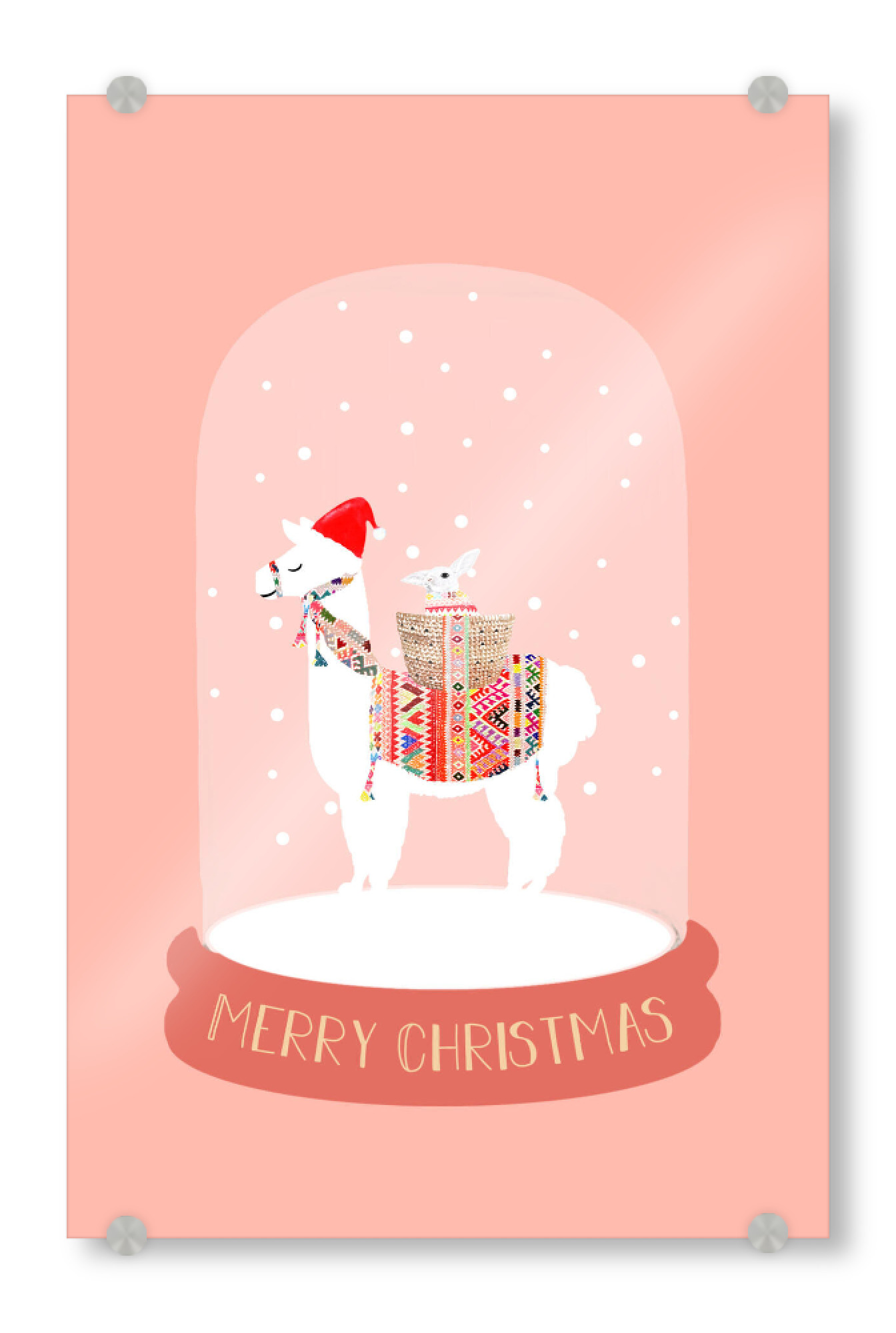 Acrylglasbild "Merry Christmas Lama" artboxONE - Tiere,Weihnachten