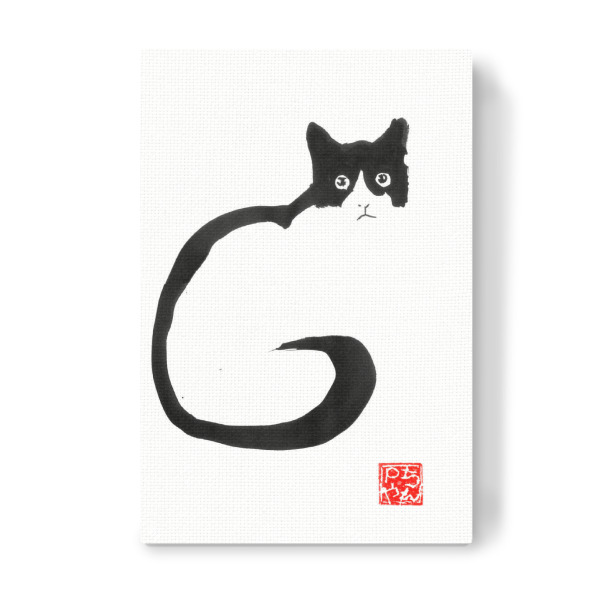 Leinwandbild "Neko archetype" artboxONE - Natur,Tiere,Schwarzweiß - Cat,Neko,Chat,Japan,Sumie,Nature,Natur,Animal,Zen