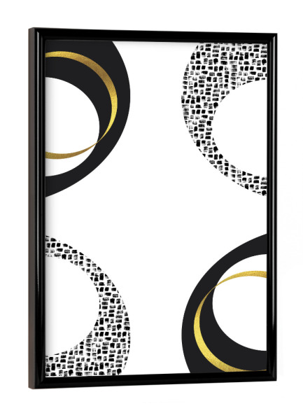 Poster mit schwarzem Rahmen "Schwarzweiß Abstrakt Nr. 7 | gold" artboxONE - Abstrakt,Geometrie