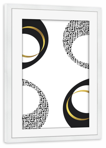 Poster mit Rahmen weiß "Schwarzweiß Abstrakt Nr. 7 | gold" artboxONE - Abstrakt,Geometrie