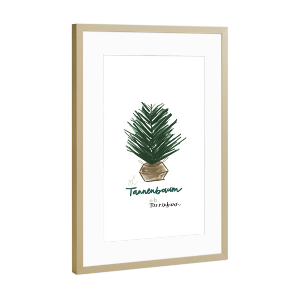 Poster mit Rahmen Gold "Oh Tannenbaum, oh Tannenbaum!" artboxONE - Typografie,Weihnachten