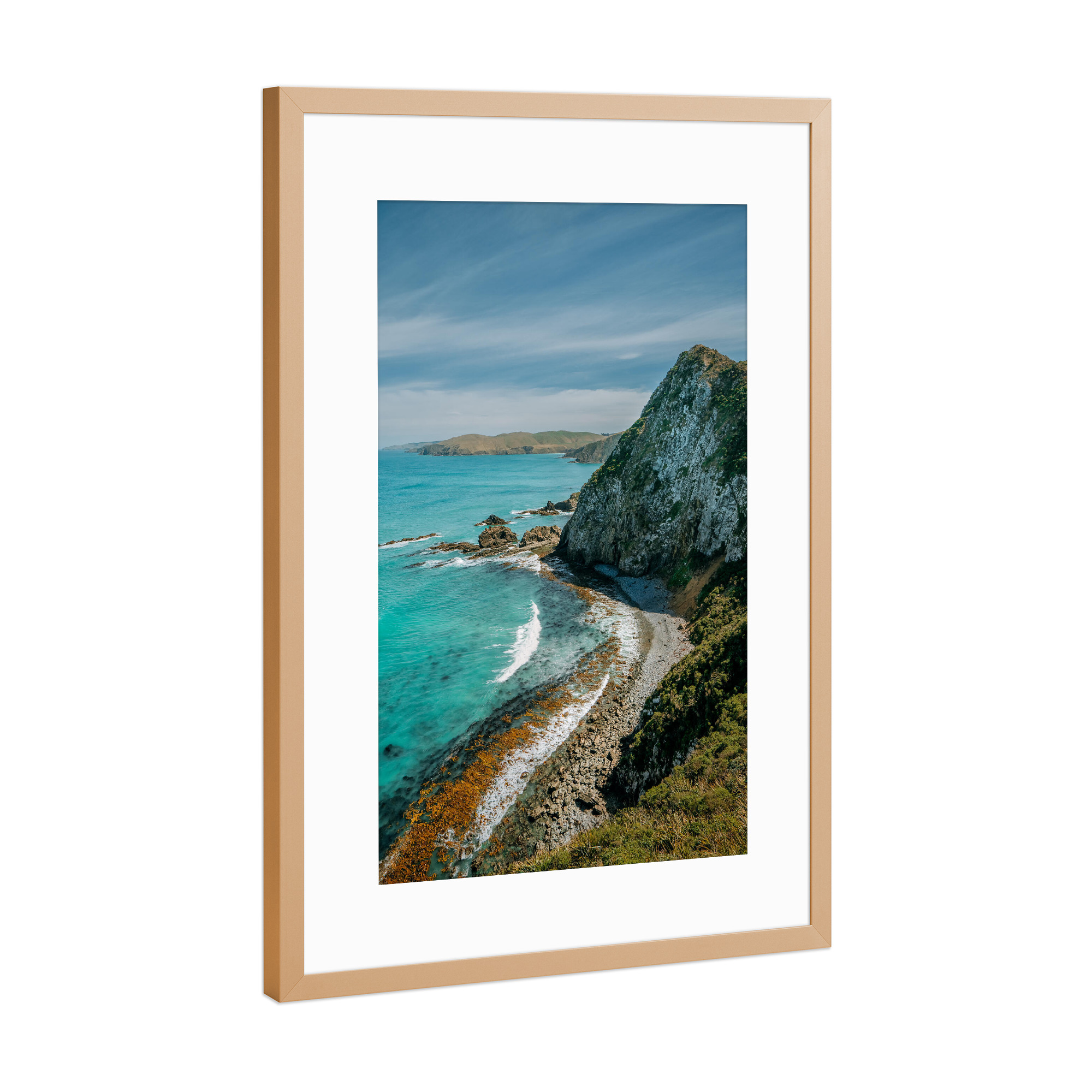 Poster mit Rahmen Kupfer "Nugget Point Neuseeland" artboxONE - Natur,Reise / Strand und Meer