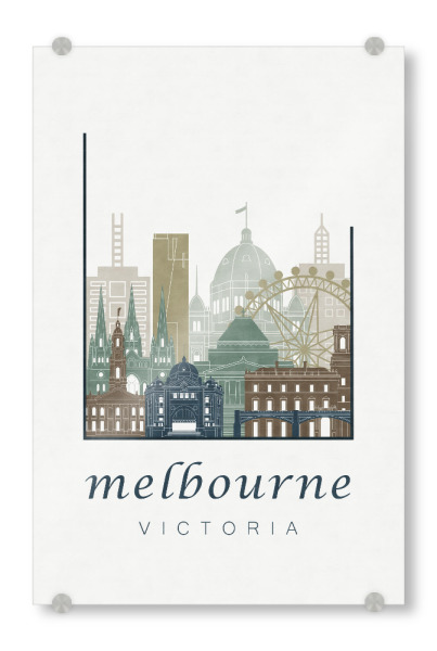 Acrylglasbild "Melbourne skyline light blue" artboxONE - Städte,Architektur
