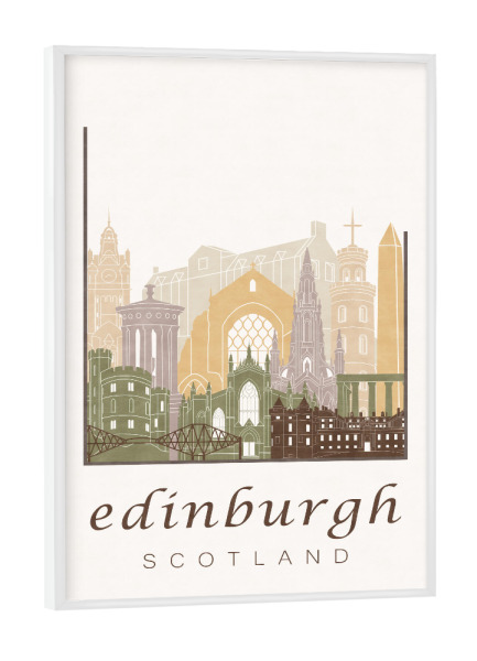 Poster mit weißem Rahmen "Edinburgh skyline rustic" artboxONE - Städte,Architektur