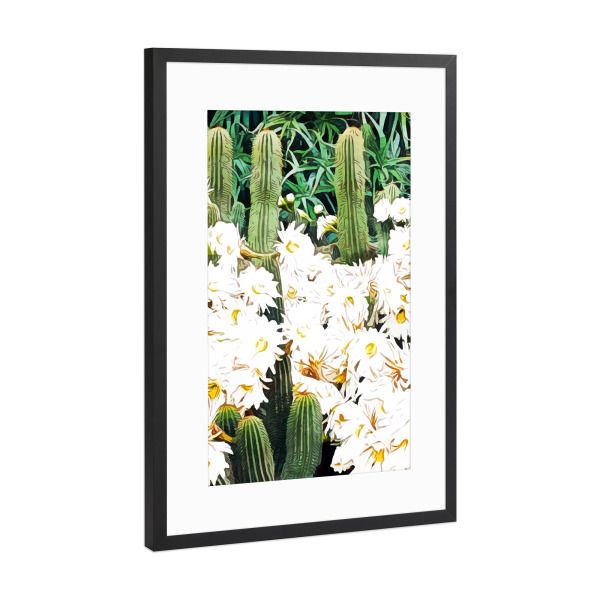 Poster mit Rahmen Schwarz (Metallic) "Cactus & Bloom" artboxONE - Natur,Floral