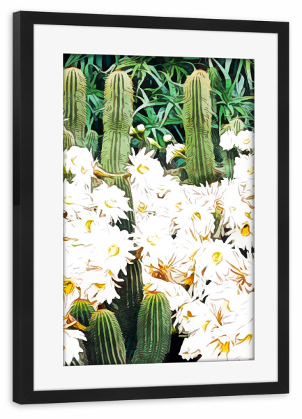 Poster mit Rahmen schwarz "Cactus & Bloom" artboxONE - Natur,Floral