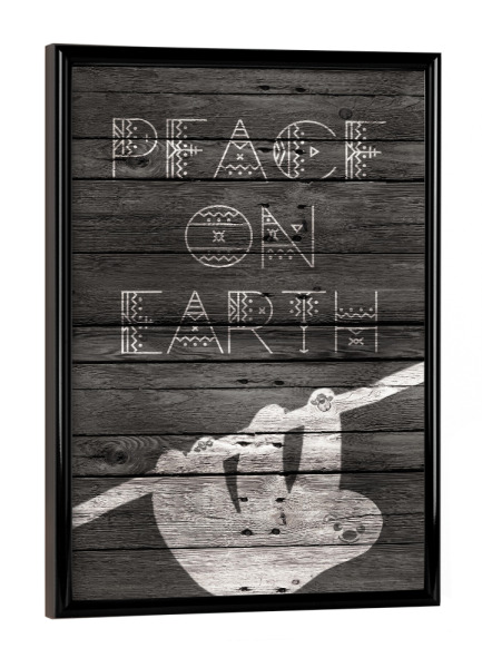 Poster mit schwarzem Rahmen "Peace on earth Faultier" artboxONE - Tiere,Schwarzweiß,Weihnachten