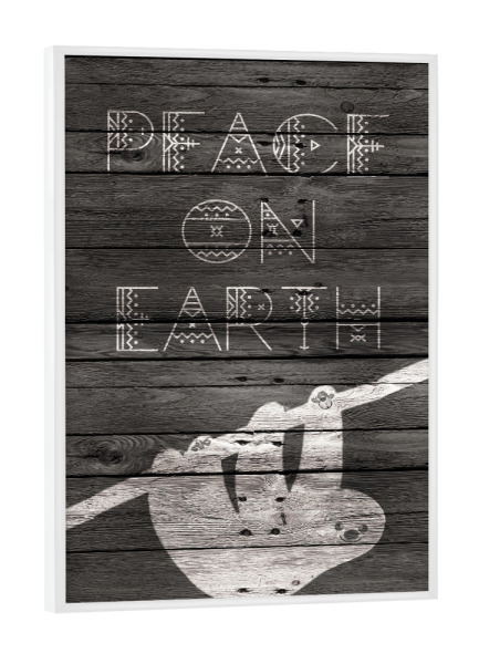 Poster mit weißem Rahmen "Peace on earth Faultier" artboxONE - Tiere,Schwarzweiß,Weihnachten