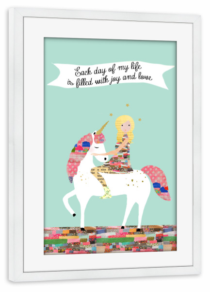 Poster mit Rahmen weiß "Joy and Love" artboxONE - Typografie,Für Kinder,Tiere