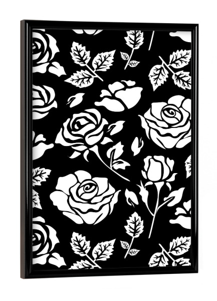 Poster mit schwarzem Rahmen "White Rose" artboxONE - Natur,Floral,Schwarzweiß