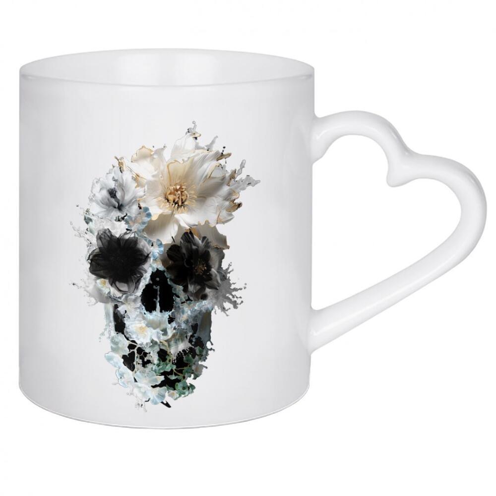 Herztasse "Blütenspritzer" artboxONE - Natur,Floral,Abstrakt,Halloween - Schädel,Kunst,Illustration,Boho,Gothic,Künstler,Blume,Blumen