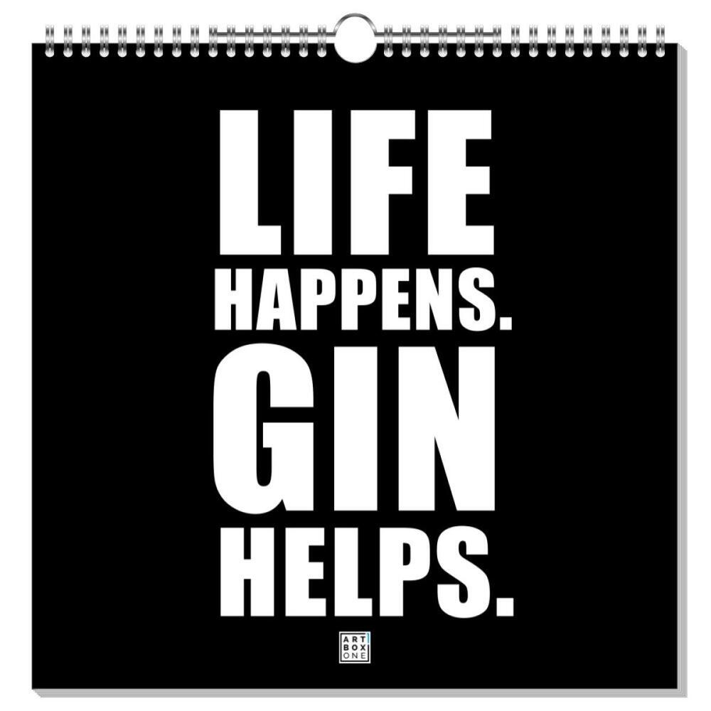 artboxONE Wandkalender Quadratisch 2026 Black & White Gin Gin