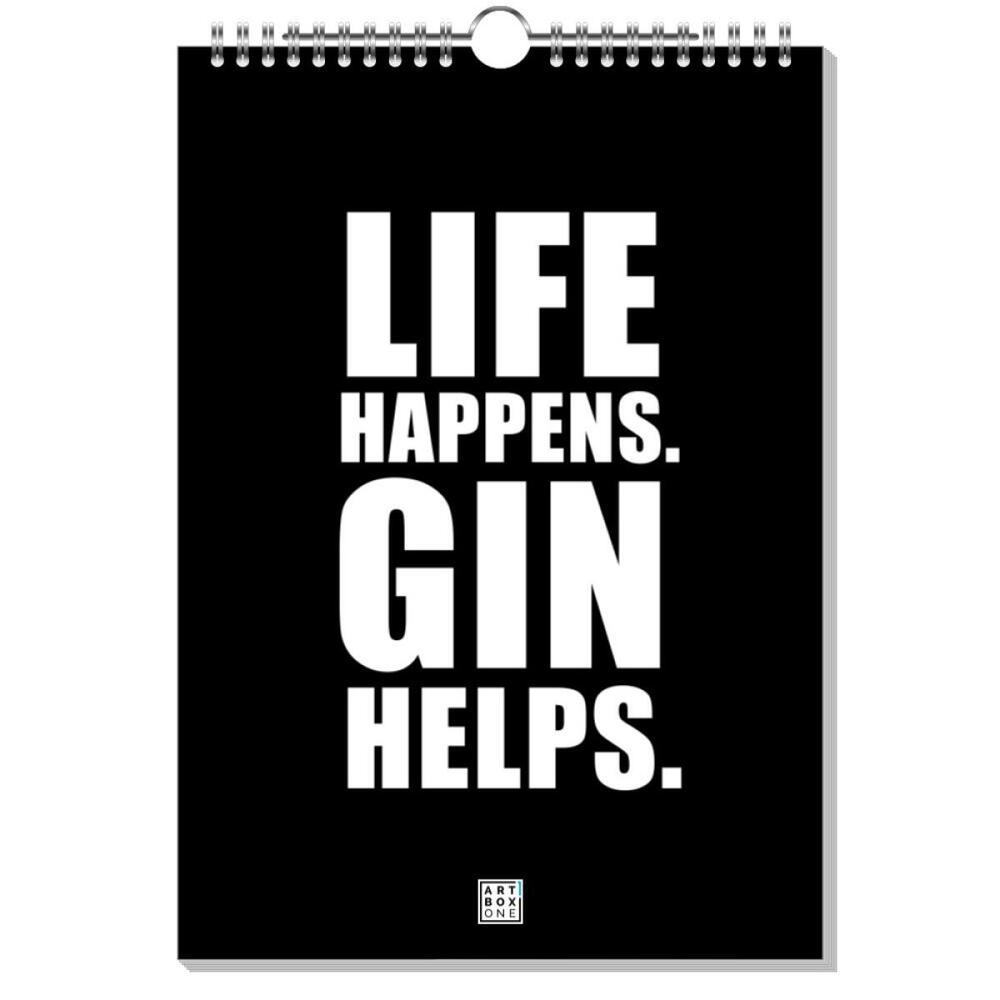 artboxONE Wandkalender A4 2026 Black & White Gin Gin