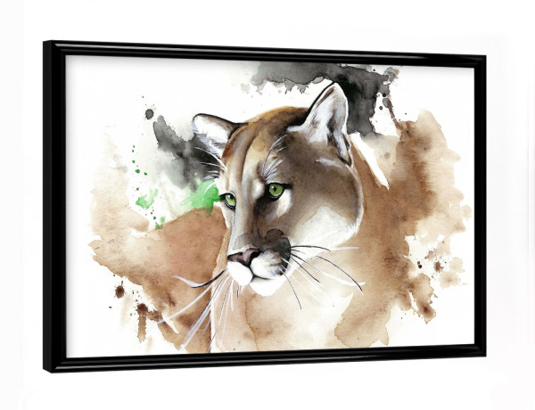 Poster mit schwarzem Rahmen "Wildlife Puma" artboxONE - Tiere