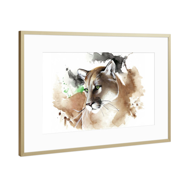 Poster mit Rahmen Gold "Wildlife Puma" artboxONE - Tiere