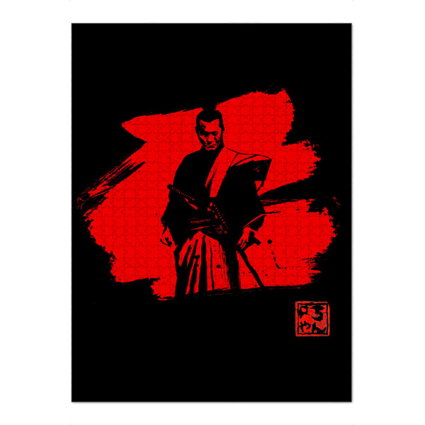 Puzzle Ravensburger "Soleil rouge in red" artboxONE - Film,Menschen,Schwarzweiß - Samurai,Japan,Sumie,Zen,Kämpfer,Krieger,Warrior - Bild samurai