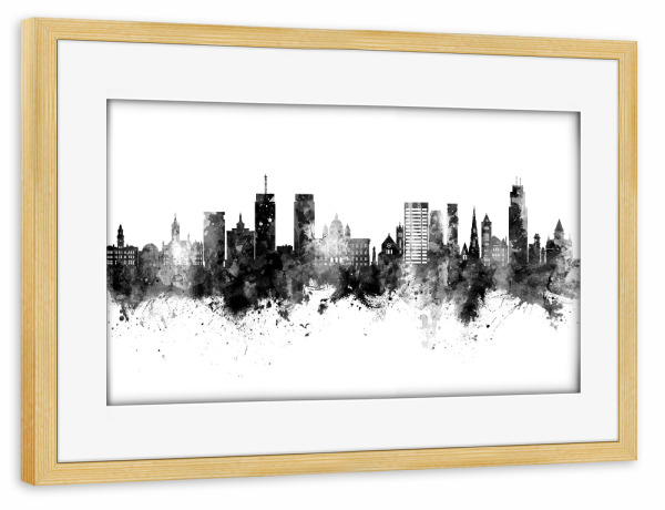Poster mit Rahmen kiefer "Syracuse New York Skyline Black" artboxONE - Städte,Schwarzweiß