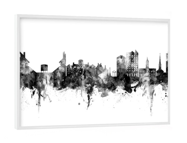 Poster mit weißem Rahmen "Athens Georgia Skyline Black" artboxONE - Städte,Schwarzweiß
