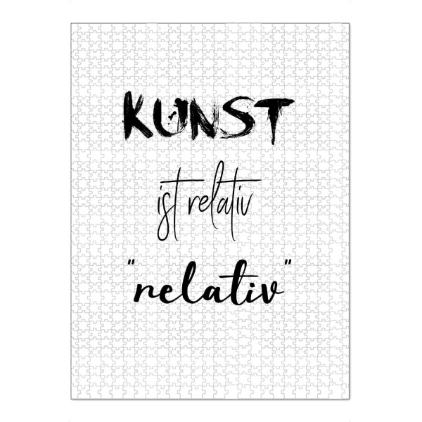 Puzzle Ravensburger "Kunst ist relativ" artboxONE - Typografie,Schwarzweiß - Kunst,Relativ,Bild,Text,Typo,Typografie,Art - Bild kunst