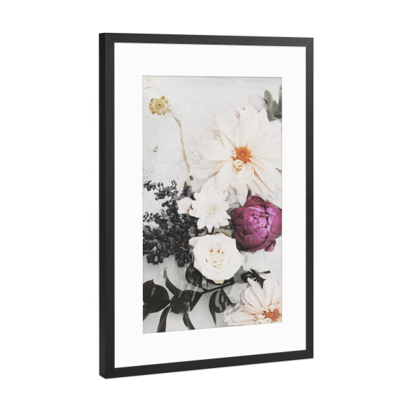 Poster mit Rahmen Schwarz (Metallic) "Elegant Faded Floral Artwork" artboxONE - Natur,Floral,Abstrakt