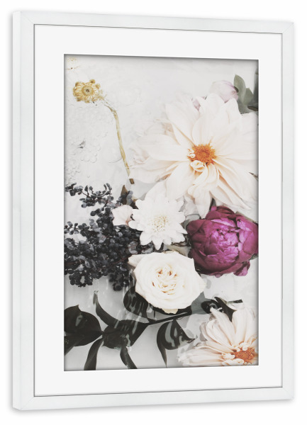 Poster mit Rahmen weiß "Elegant Faded Floral Artwork" artboxONE - Natur,Floral,Abstrakt