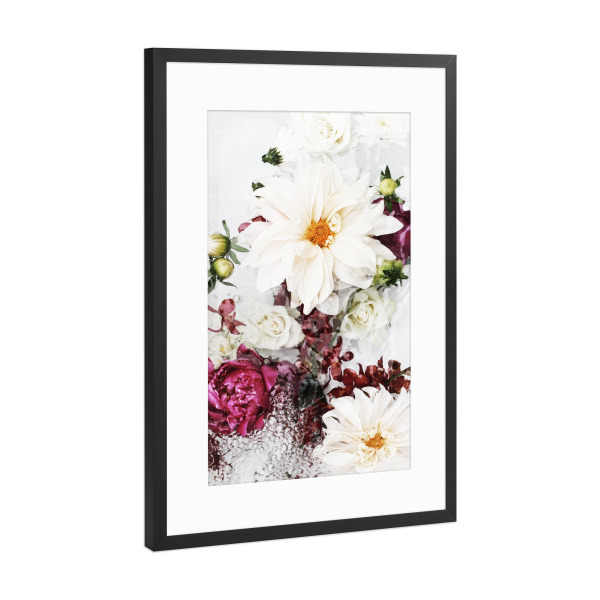 Poster mit Rahmen Schwarz (Metallic) "Modern Abstract Floral Artwork" artboxONE - Natur,Floral,Abstrakt
