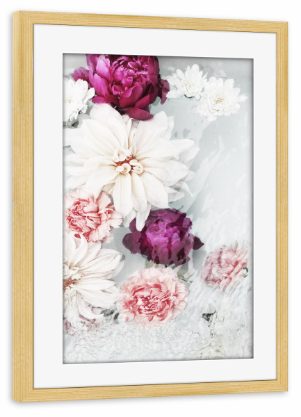 Poster mit Rahmen kiefer "Elegant Pale Flowers Artwork" artboxONE - Natur,Floral,Für Mama