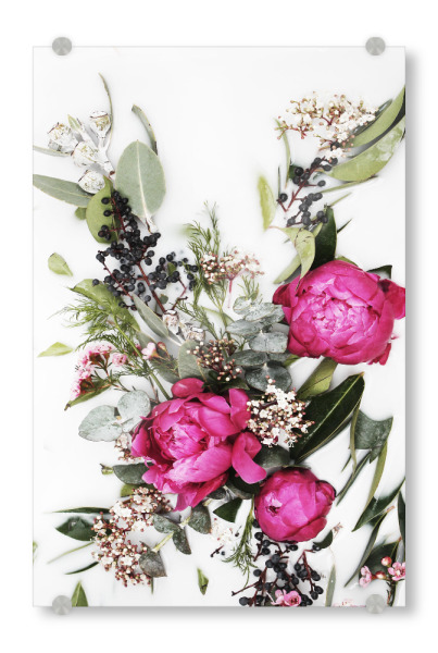 Acrylglasbild "Pink Peony Native Florals Artwork" artboxONE - Natur,Floral,Für Mama