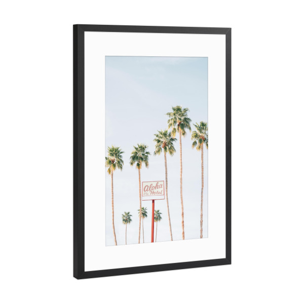 Poster mit Rahmen Schwarz (Metallic) "Aloha Hotel" artboxONE - Reise,Reise / Strand und Meer,Städte / Los Angeles