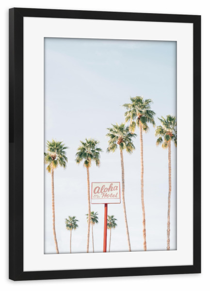 Poster mit Rahmen schwarz "Aloha Hotel" artboxONE - Reise,Reise / Strand und Meer,Städte / Los Angeles