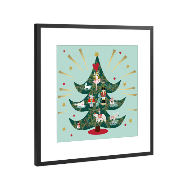 Poster mit Rahmen Schwarz (Metallic) "Nussknacker Ballett" artboxONE - Für Kinder,Weihnachten