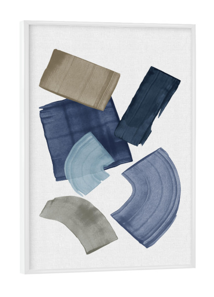 Poster mit weißem Rahmen "Blue & Brown Paint Blocks" artboxONE - Abstrakt,Geometrie