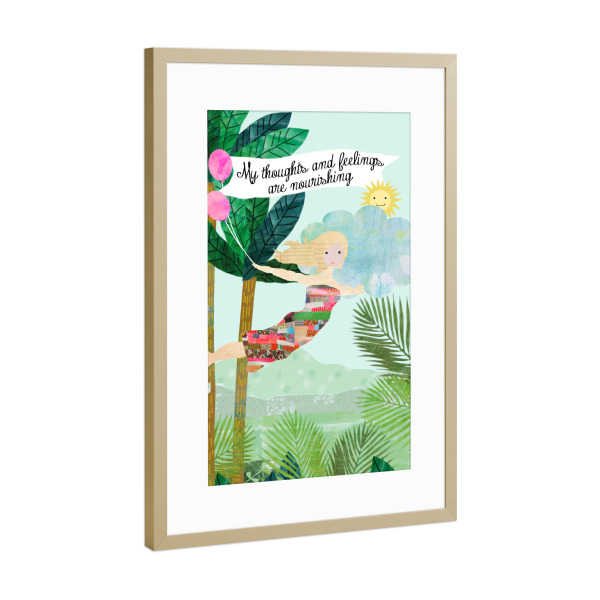 Poster mit Rahmen Gold "My thoughts are nourishing" artboxONE - Natur,Floral,Menschen