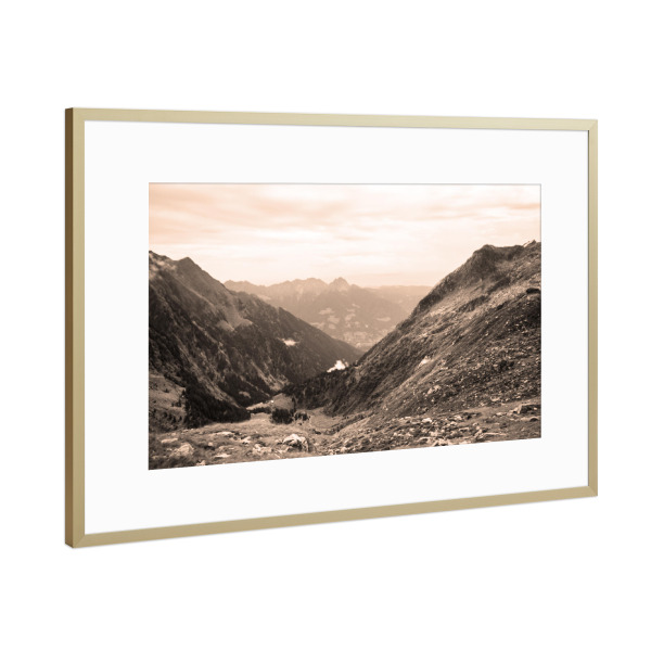 Poster mit Rahmen Gold "Mountainview" artboxONE - Natur,Reise