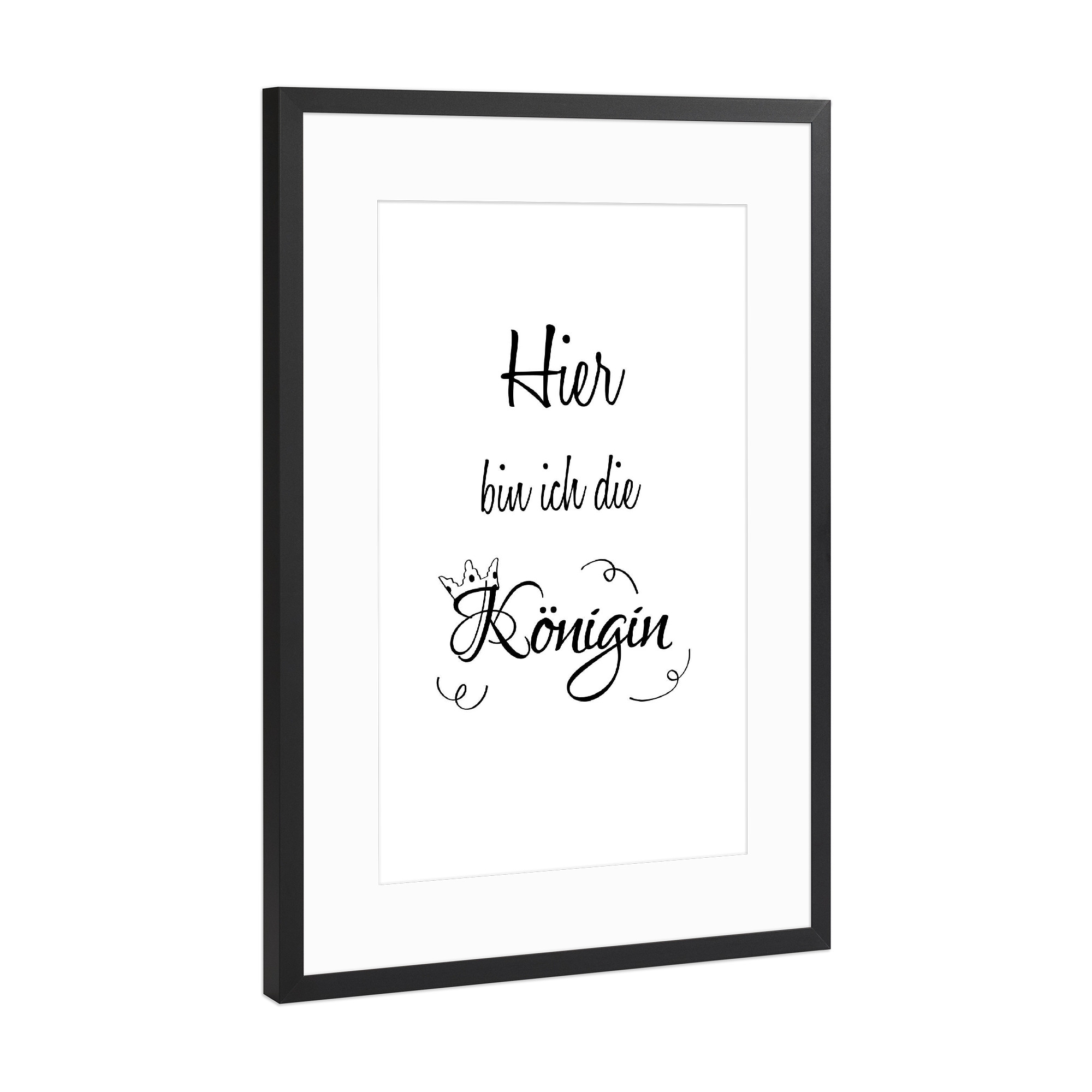 Poster mit Rahmen Schwarz (Metallic) "Die Königin" artboxONE - Typografie,Schwarzweiß - Königin,Queen,Frau,Bild,Text,Typo,Typografie,Woman