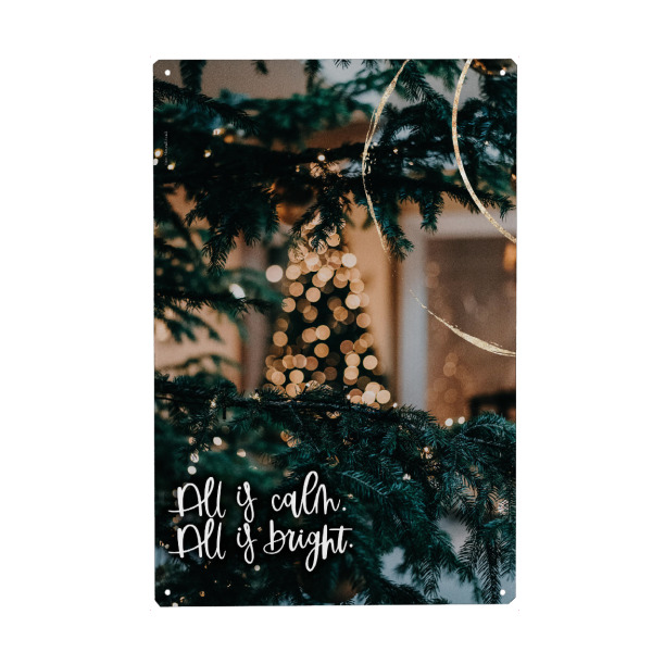 Holzbild "Calm and Bright" artboxONE - Typografie,Natur,Weihnachten
