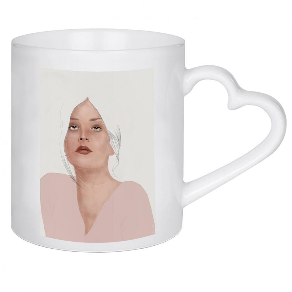 Herztasse "The Pink Lady" artboxONE - Fashion - Portrait,Frau,Mode,Modeillustration,Fashion,Fashionillustration,Aquarell,Pastell,Bleistiftzeichnung