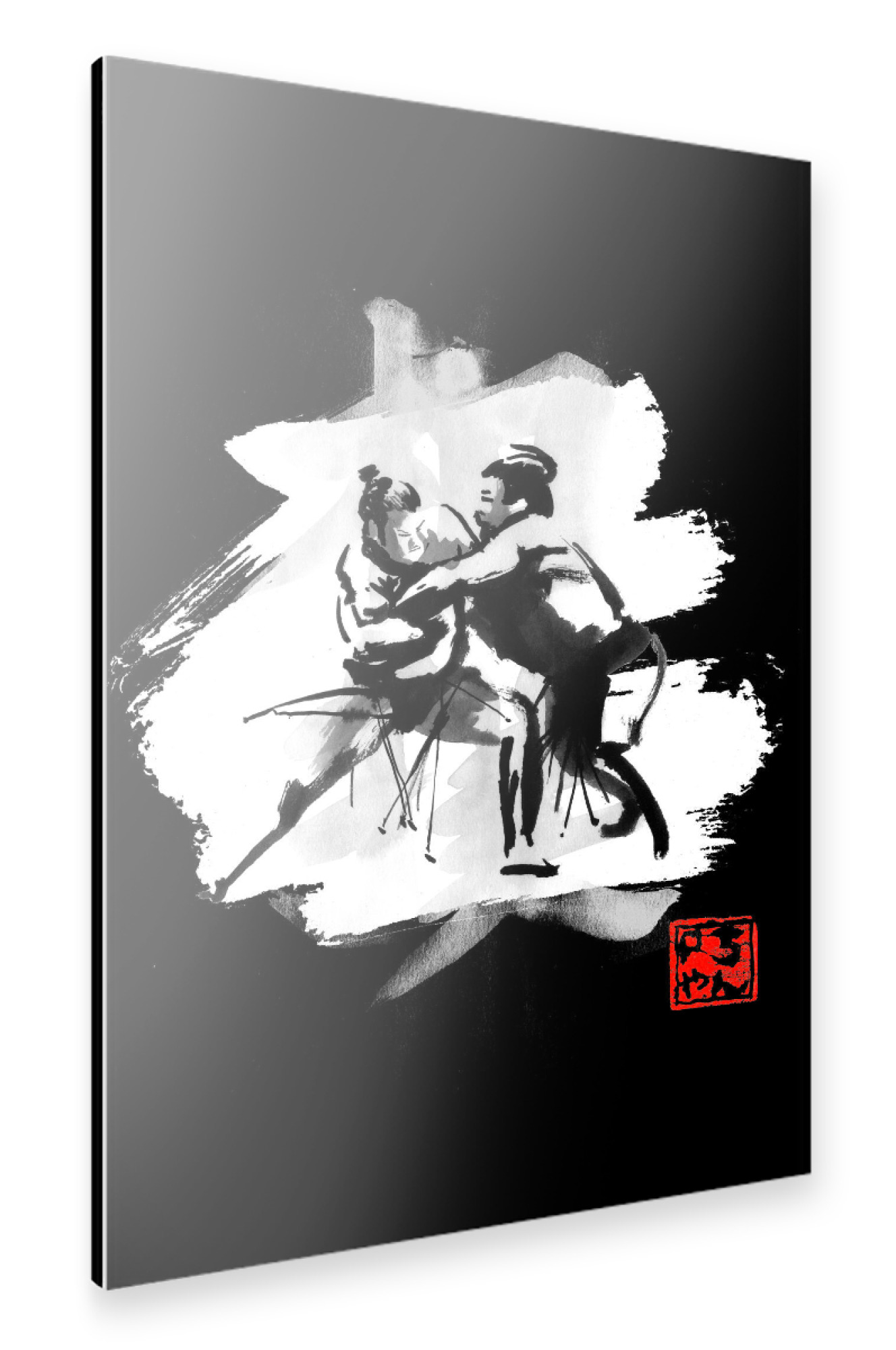 Alu-Dibond "Sumotori in white" 30x20 cm artboxONE