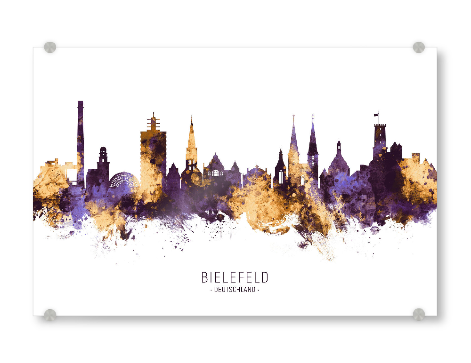 Acrylglasbild "Bielefeld Skyline PurpleGold" artboxONE - Städte